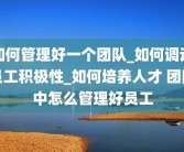如何管理好一个团队_如何调动员工积极性_如何培养人才 团队中怎么管理好员工
