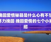 挽回爱情秘籍是什么心有不甘尽力挽回 挽回爱情的七个小妙招