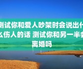 测试你和爱人吵架时会说出什么伤人的话 测试你和另一半会离婚吗