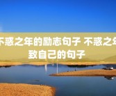 不惑之年的励志句子 不惑之年致自己的句子 
