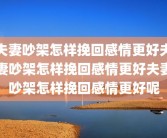 夫妻吵架怎样挽回感情更好夫妻吵架怎样挽回感情更好夫妻吵架怎样挽回感情更好呢