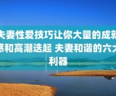 夫妻性爱技巧让你大量的成就感和高潮迭起 夫妻和谐的六大利器