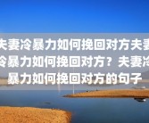 夫妻冷暴力如何挽回对方夫妻冷暴力如何挽回对方？夫妻冷暴力如何挽回对方的句子