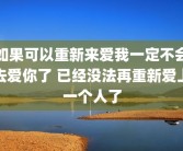如果可以重新来爱我一定不会去爱你了 已经没法再重新爱上一个人了