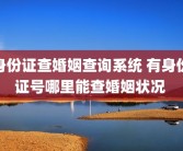 身份证查婚姻查询系统 有身份证号哪里能查婚姻状况 