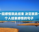 一段感情就此结束 决定放弃一个人结束感情的句子 