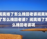 闹离婚了怎么挽回老婆闹离婚了怎么挽回老婆？闹离婚了怎么挽回老婆呢