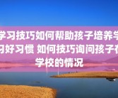 学习技巧如何帮助孩子培养学习好习惯 如何技巧询问孩子在学校的情况