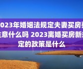 2023年婚姻法规定夫妻买房要注意什么吗 2023离婚买房新规定的政策是什么