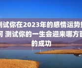 测试你在2023年的感情运势如何 测试你的一生会迎来哪方面的成功