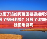 分居了该如何挽回老婆如何分居了挽回老婆？分居了该如何挽回老婆呢