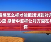 情感怎么样才能把话说到对方心里 感情中怎样让对方更在乎你