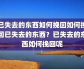 已失去的东西如何挽回如何挽回已失去的东西？已失去的东西如何挽回呢