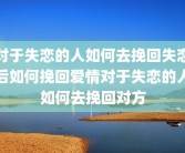对于失恋的人如何去挽回失恋后如何挽回爱情对于失恋的人如何去挽回对方