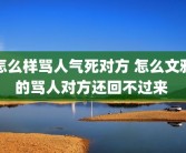 怎么样骂人气死对方 怎么文雅的骂人对方还回不过来 