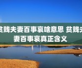 贫贱夫妻百事哀啥意思 贫贱夫妻百事哀真正含义 