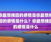 你最想挽回的感情是你最想挽回的感情是什么？你最想挽回的感情是什么