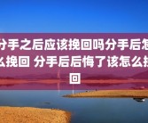 分手之后应该挽回吗分手后怎么挽回 分手后后悔了该怎么挽回