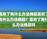 喜欢了有什么办法挽回喜欢了有什么办法挽回？喜欢了有什么办法挽回吗