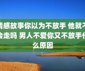 情感故事你以为不放手 他就不会走吗 男人不爱你又不放手什么原因