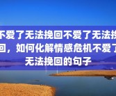 不爱了无法挽回不爱了无法挽回，如何化解情感危机不爱了无法挽回的句子