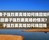 妻子强烈要离婚如何挽回如何挽回妻子强烈要离婚的情况？妻子强烈要离婚如何挽回她