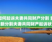 如何起诉夫妻共同财产分割 重新分割夫妻共同财产起诉状