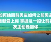 如何挽回前男友如何让前男友重新爱上你 掌握这一招让前男友主动挽回你
