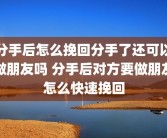 分手后怎么挽回分手了还可以做朋友吗 分手后对方要做朋友怎么快速挽回