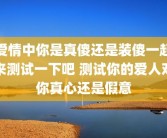 爱情中你是真傻还是装傻一起来测试一下吧 测试你的爱人对你真心还是假意