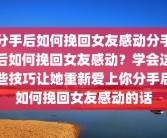 分手后如何挽回女友感动分手后如何挽回女友感动？学会这些技巧让她重新爱上你分手后如何挽回女友感动的话
