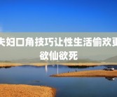 夫妇口角技巧让性生活偷欢更欲仙欲死