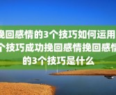 挽回感情的3个技巧如何运用3个技巧成功挽回感情挽回感情的3个技巧是什么