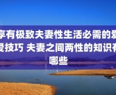 享有极致夫妻性生活必需的爱爱技巧 夫妻之间两性的知识有哪些