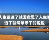人生看透了就没意思了人生看透了就没意思了的说说