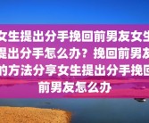 女生提出分手挽回前男友女生提出分手怎么办？挽回前男友的方法分享女生提出分手挽回前男友怎么办