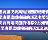 老婆坚决要离婚挽回的话老婆坚决要离婚挽回的话及老婆坚决要离婚挽回的话怎么说老婆坚决要离婚挽回的话怎么说