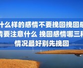 什么样的感情不要挽回挽回感情要注意什么 挽回感情哪三种情况最好别先挽回