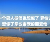 一个男人微信说想你了 异性说想你了怎么幽默的回复他 