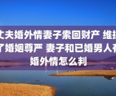 丈夫婚外情妻子索回财产 维护了婚姻尊严 妻子和已婚男人有婚外情怎么判