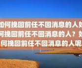 如何挽回前任不回消息的人如何挽回前任不回消息的人？如何挽回前任不回消息的人呢