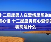 十二星座男人在爱情里想说的真心话 十二星座男真心爱你的表现是什么