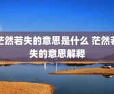 茫然若失的意思是什么 茫然若失的意思解释