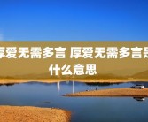 厚爱无需多言 厚爱无需多言是什么意思 