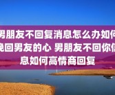 男朋友不回复消息怎么办如何挽回男友的心 男朋友不回你信息如何高情商回复