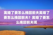 离婚了要怎么挽回前夫离婚了要怎么挽回前夫？离婚了要怎么挽回前夫呢