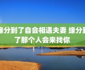 缘分到了自会相遇夫妻 缘分到了那个人会来找你 