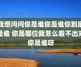 我想问问你是谁你是谁你到底是谁 你是哪位我怎么看不出来你是谁呀