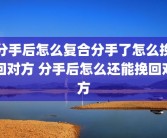 分手后怎么复合分手了怎么挽回对方 分手后怎么还能挽回对方