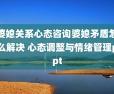 婆媳关系心态咨询婆媳矛盾怎么解决 心态调整与情绪管理ppt